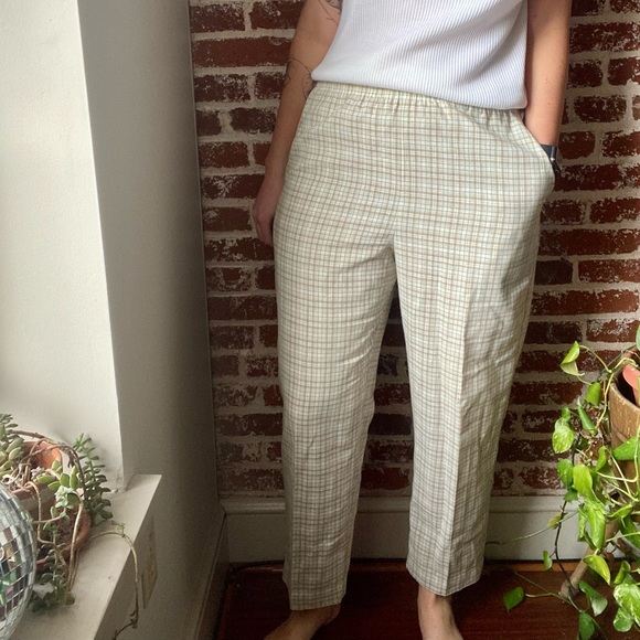 vintage high rise elastic waist plaid trousers - Picture 5 of 10